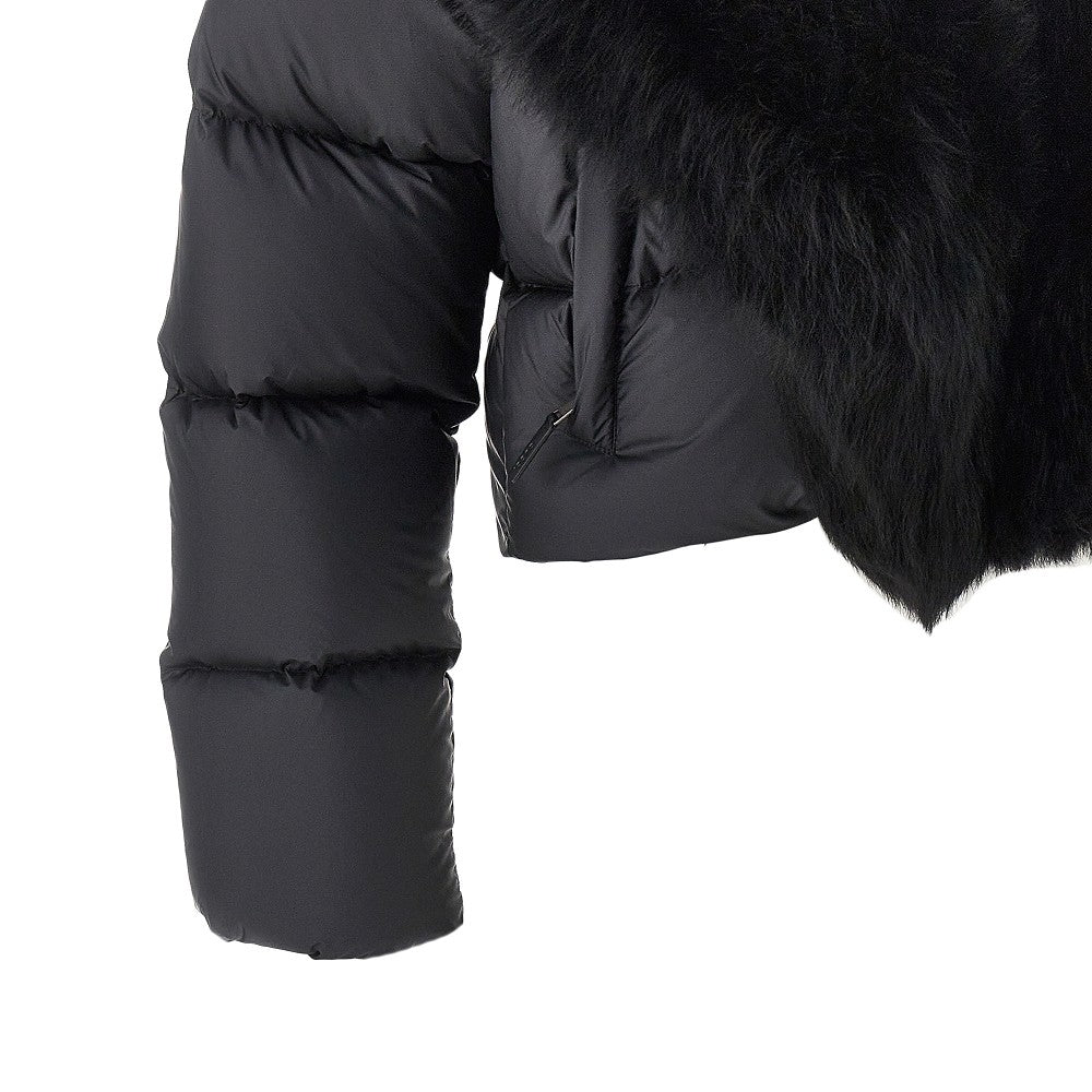 Gucci Cropped down jacket with shearling collar