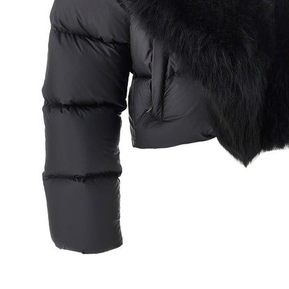 Gucci Cropped down jacket with shearling collar