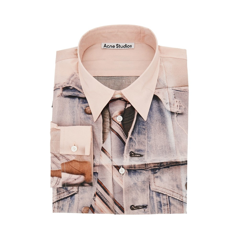 ACNE Cotton shirt with trompe-l'œil print