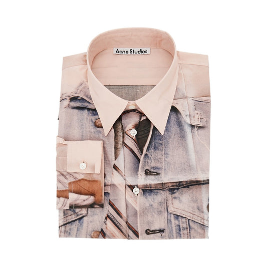 ACNE Cotton shirt with trompe-l'œil print