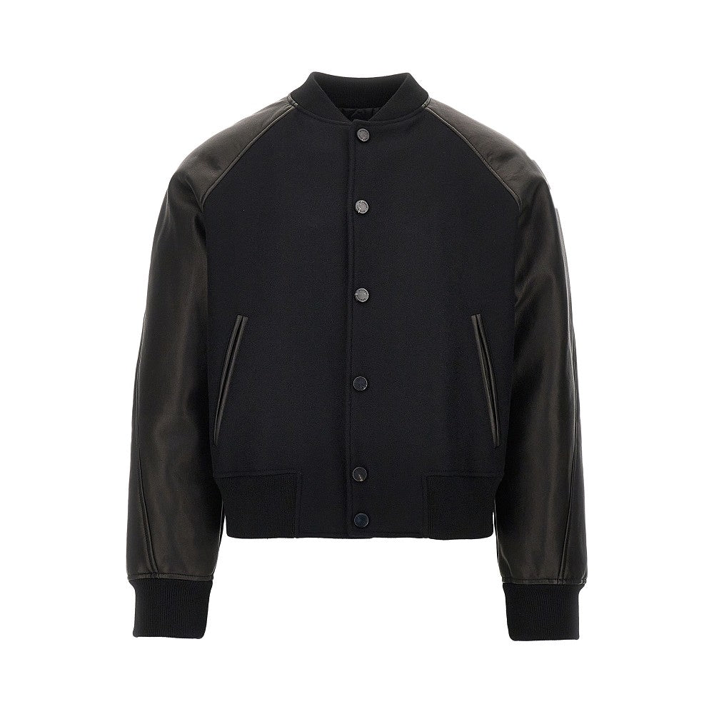 GIVENCHY Wool and leather bomber with logo patch