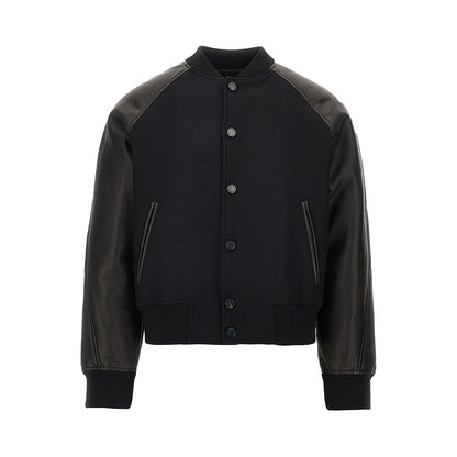 GIVENCHY Wool and leather bomber with logo patch