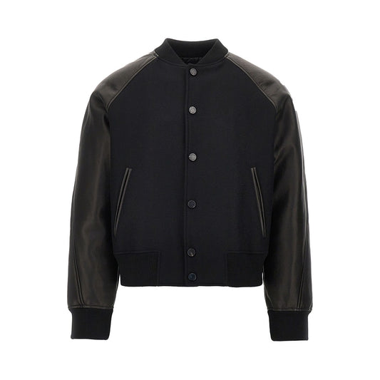GIVENCHY Wool and leather bomber with logo patch