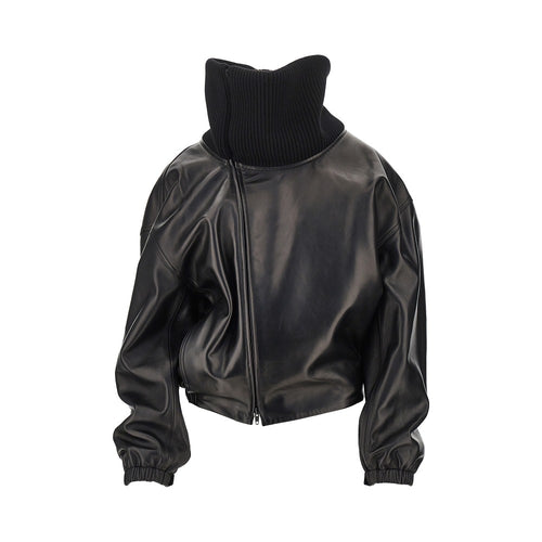 Phoebe Philo Nappa leather jacket with rib knit collar