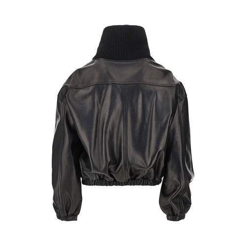 Phoebe Philo Nappa leather jacket with rib knit collar