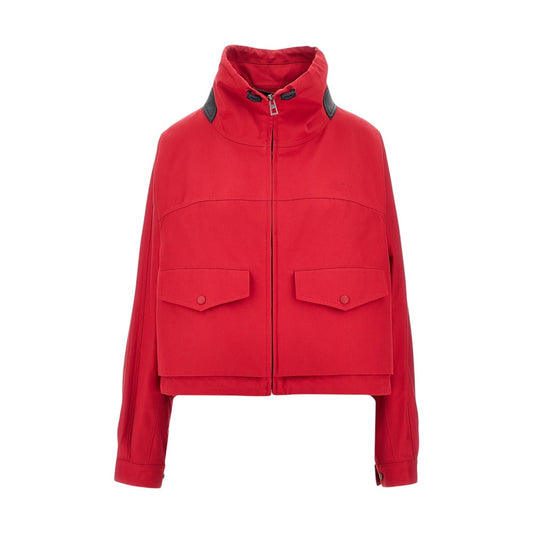 LOEWE Cotton and silk jacket with leather details