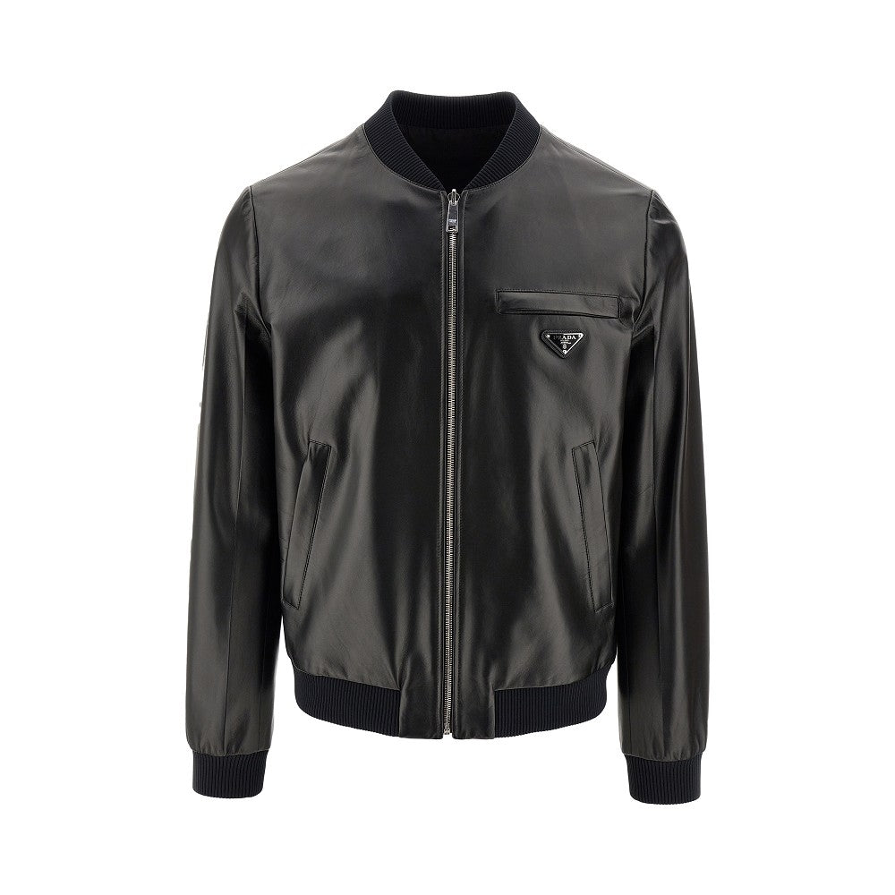 PRADA Re-Nylon and leather reversible bomber