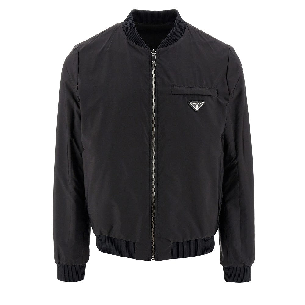 PRADA Re-Nylon and leather reversible bomber