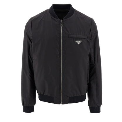 PRADA Re-Nylon and leather reversible bomber