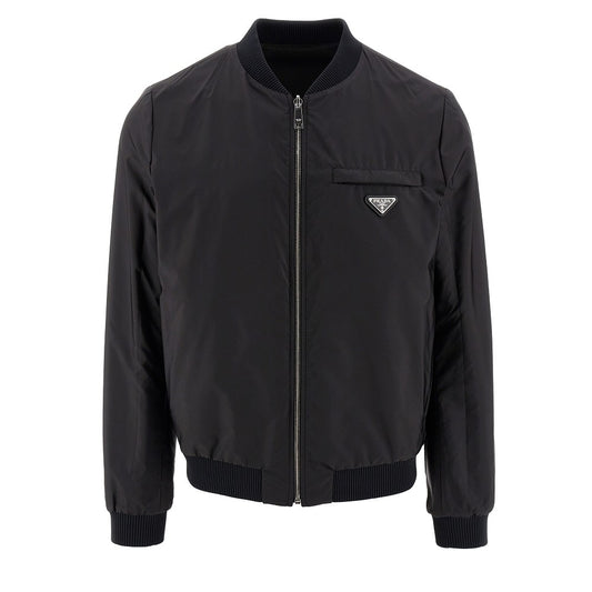 PRADA Re-Nylon and leather reversible bomber