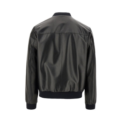 PRADA Re-Nylon and leather reversible bomber