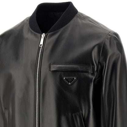 PRADA Re-Nylon and leather reversible bomber