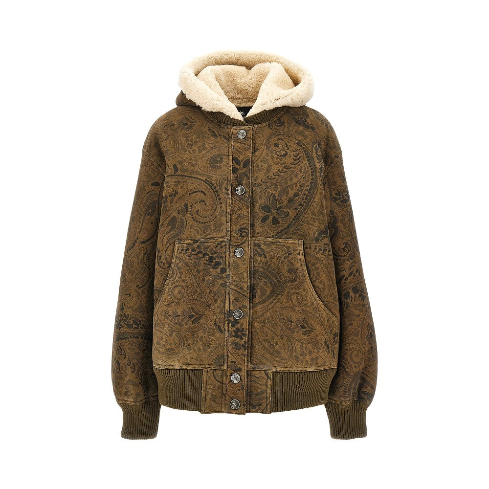 Etro Leather jacket with Paisley motif