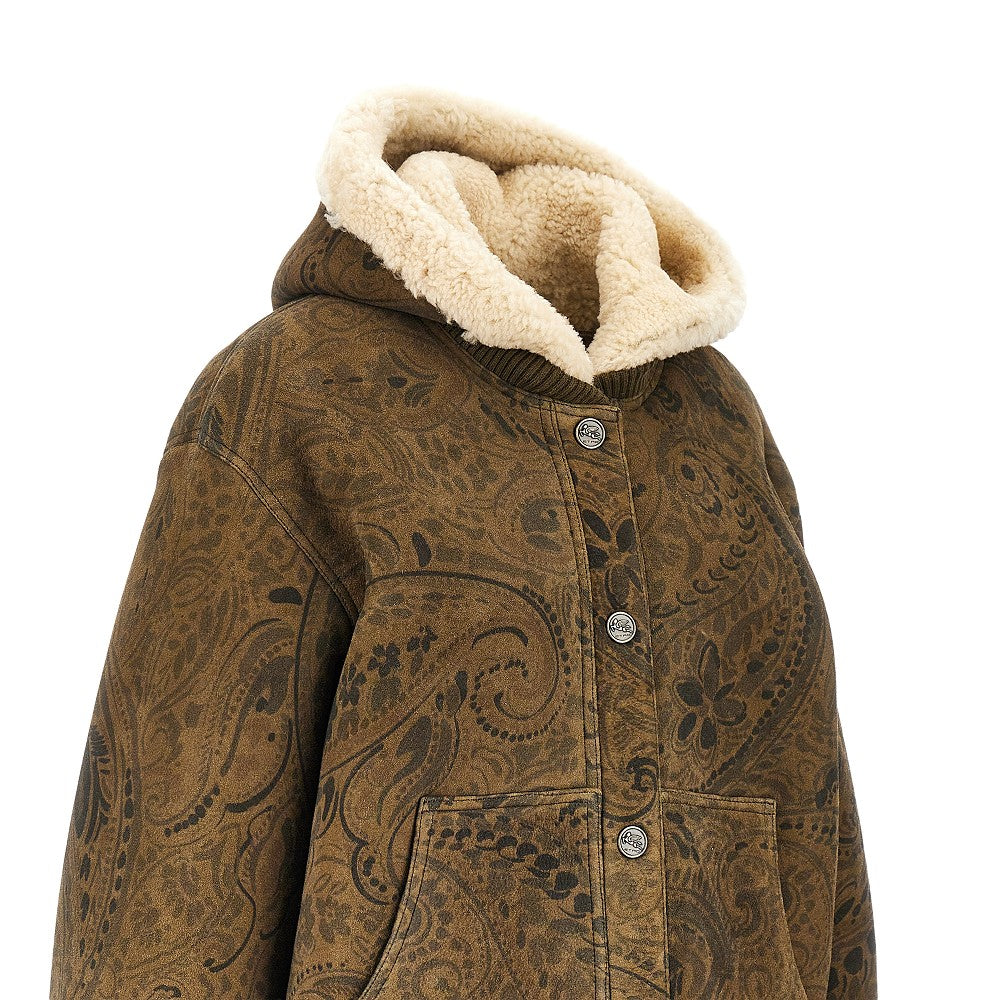 Etro Leather jacket with Paisley motif