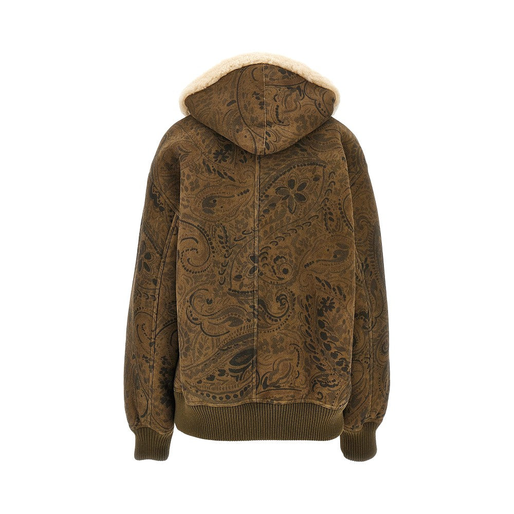 Etro Leather jacket with Paisley motif