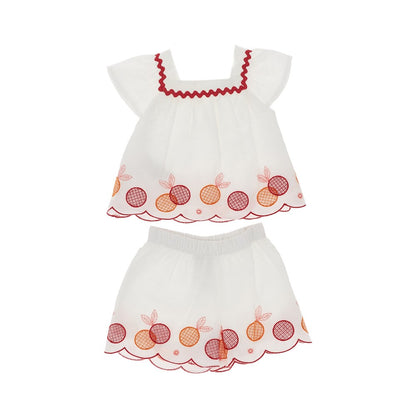 Mayoral Embroidered cotton two-piece set