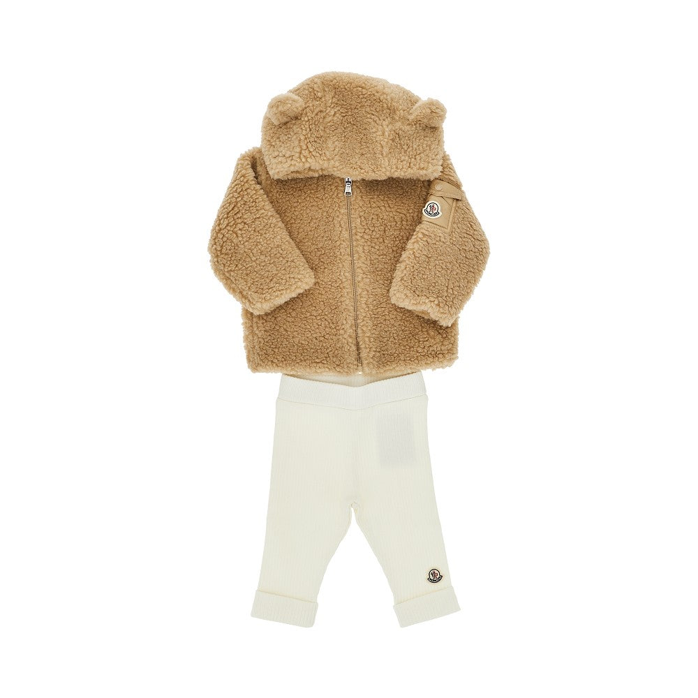 MONCLER Teddy fleece and cotton two-piece set