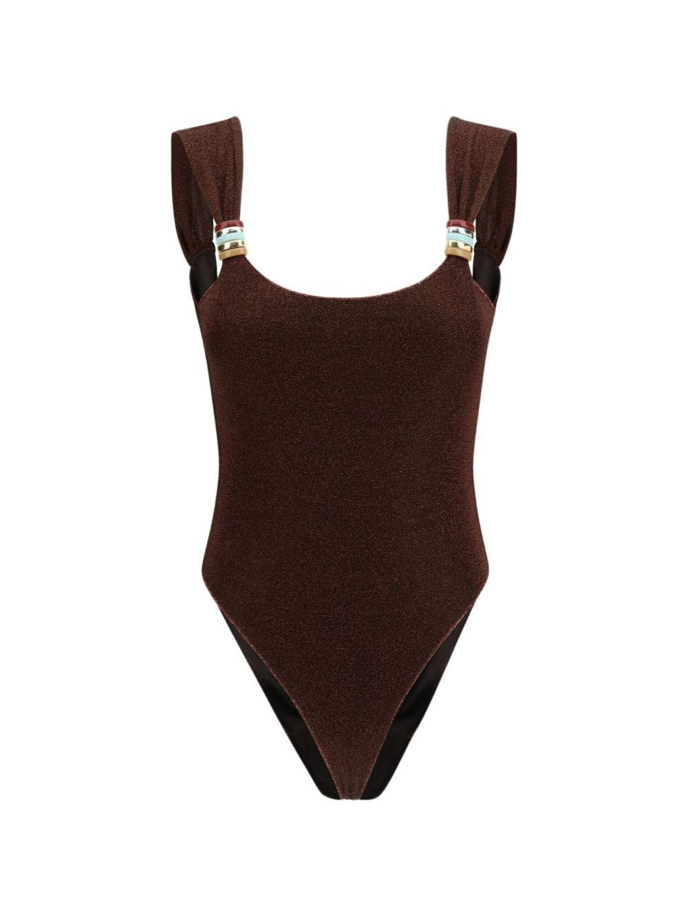 Oseree One-Piece Swimsuit "Lumière Multi Ring Maillot" - Brown
