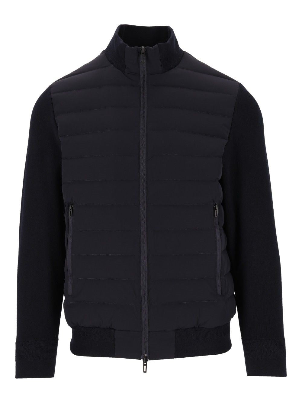 Emporio Armani Down Jacket With Knitted Sleeves - Blue