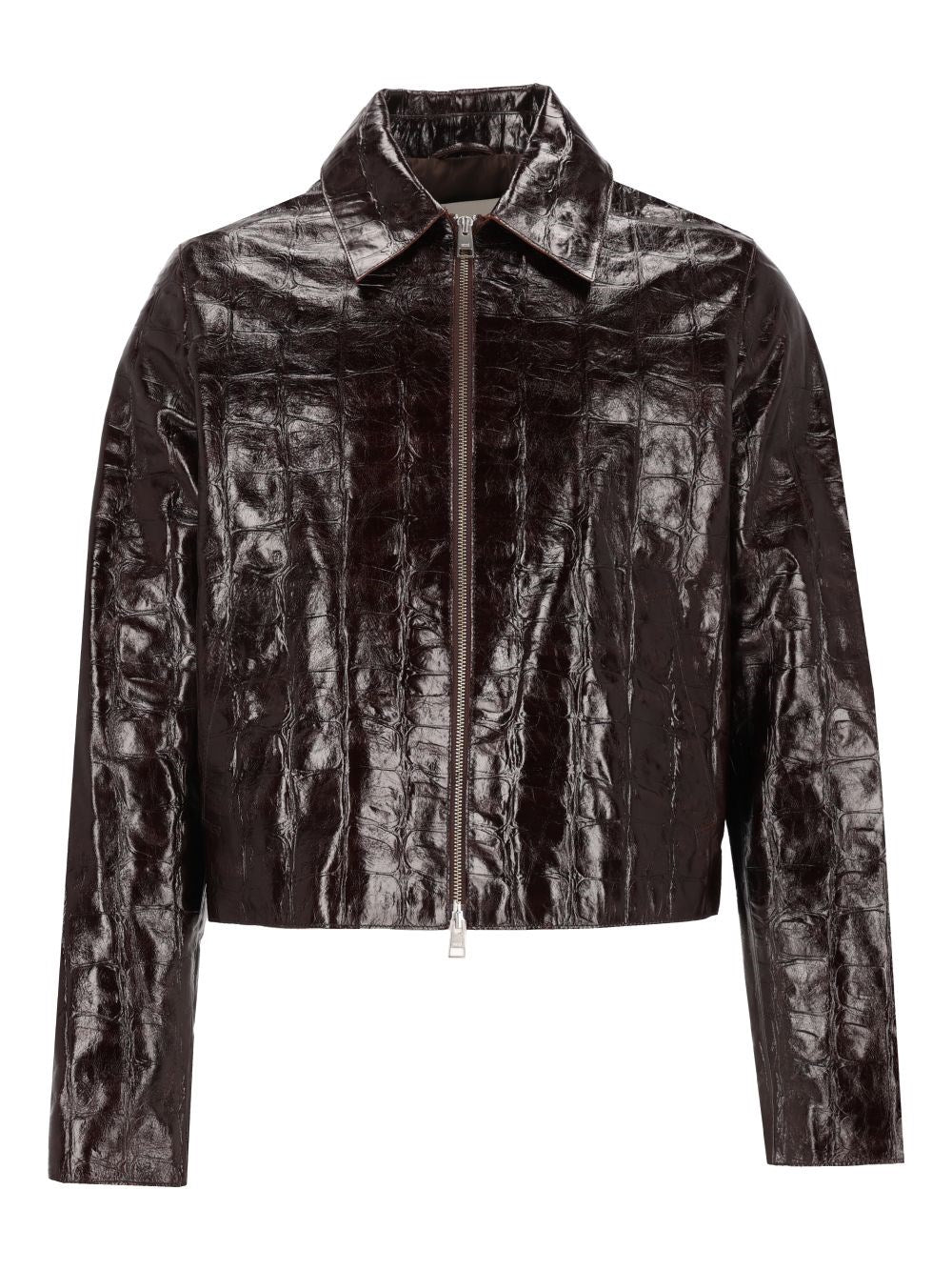 Ami Crocodile Print Jacket - Bordeaux