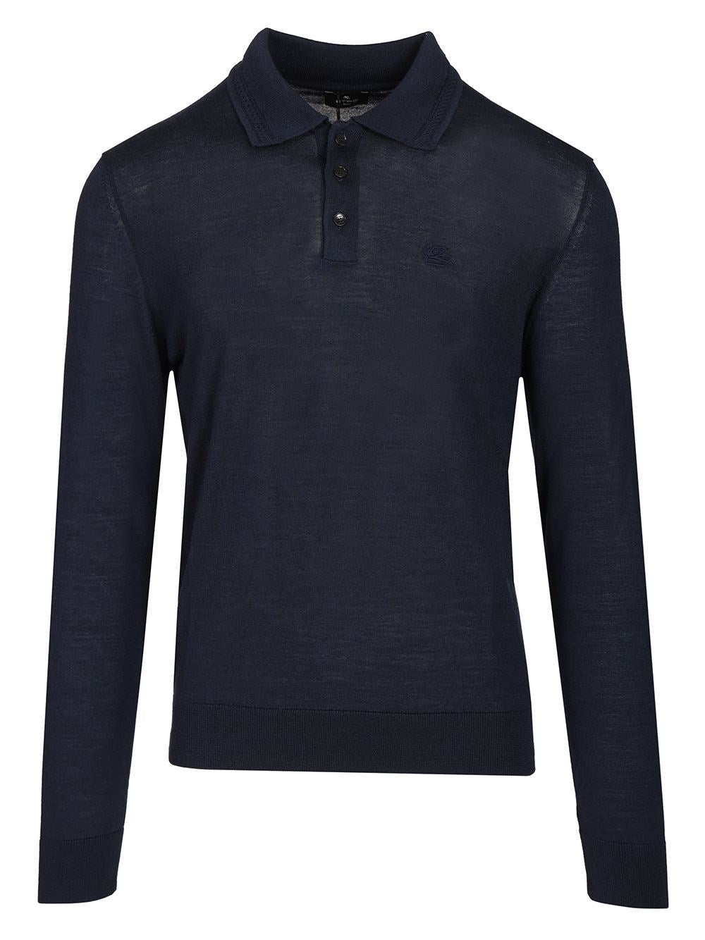 Etro Wool And Silk Polo Shirt - Blue