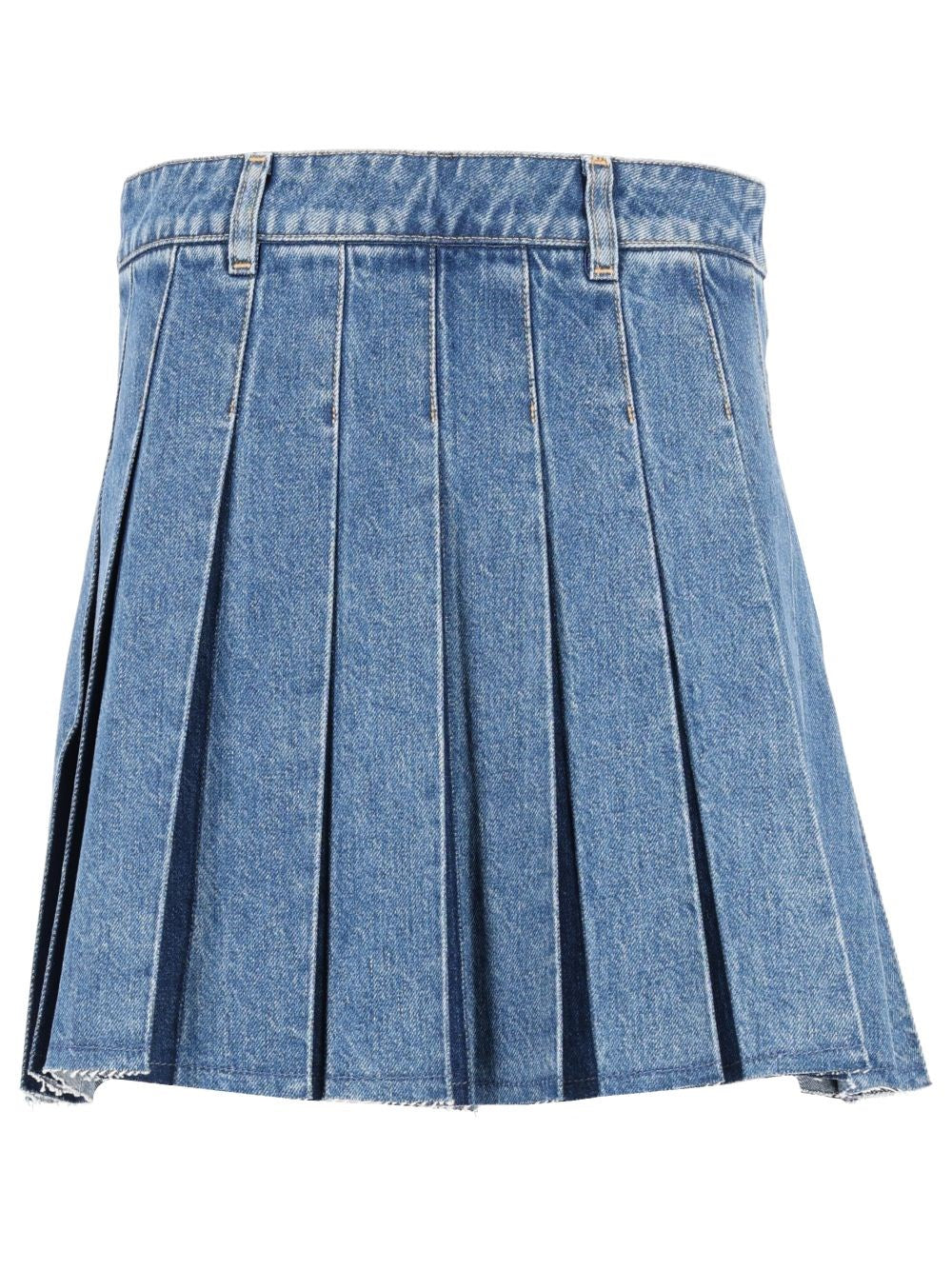 Maison Kitsuné Pleated Denim Mini Skirt - Sky Blue