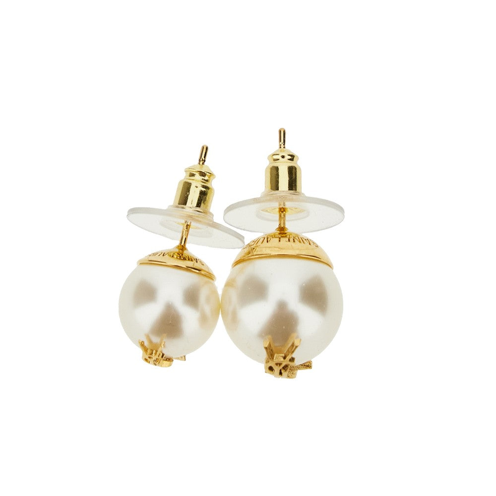 Saint Laurent Asymmetrical pearls earrings with logo