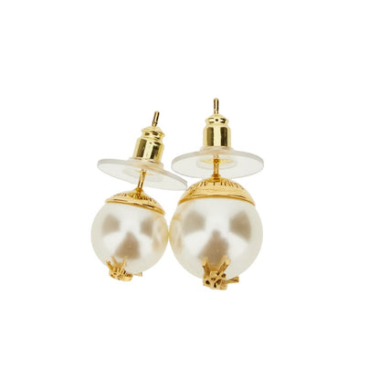Saint Laurent Asymmetrical pearls earrings with logo