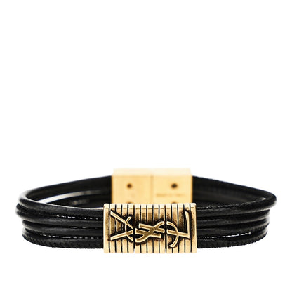 Saint Laurent Cassandre plate leather bracelet