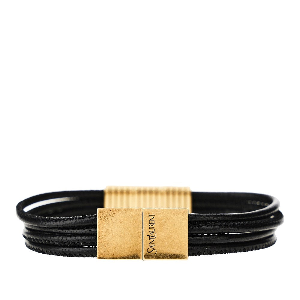 Saint Laurent Cassandre plate leather bracelet