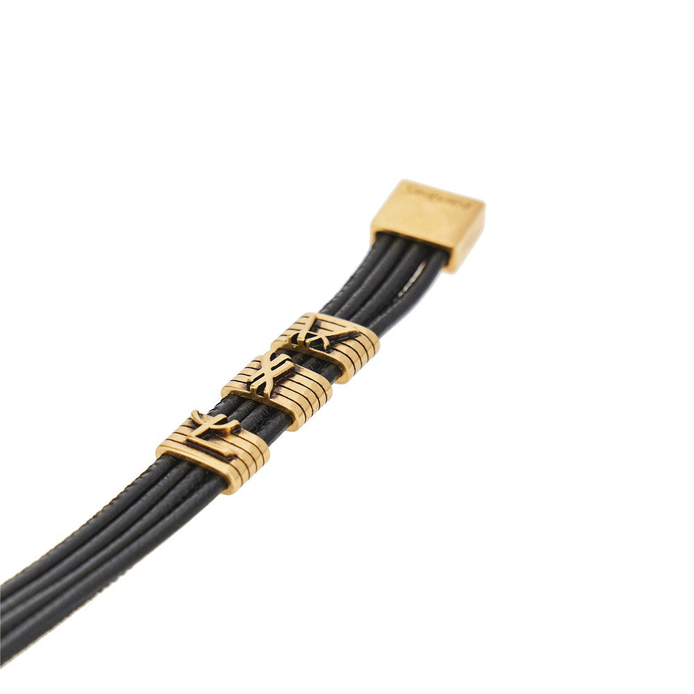 Saint Laurent Cassandre plate leather bracelet