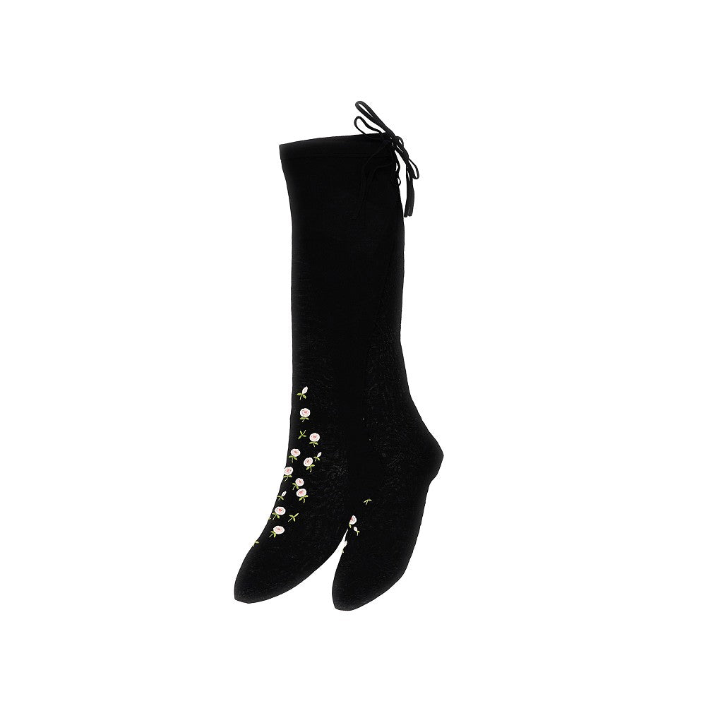 Prada Embroidered roses over-the-knee socks