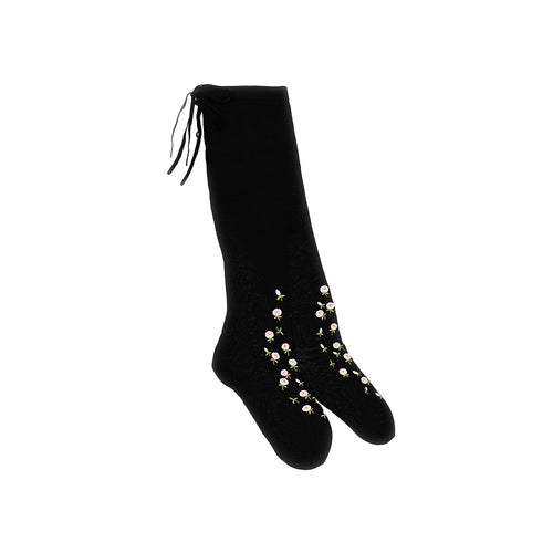 Prada Embroidered roses over-the-knee socks