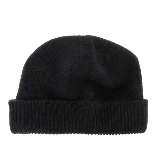 EMPORIO ARMANI Cashmere beanie hat with leather logo patch