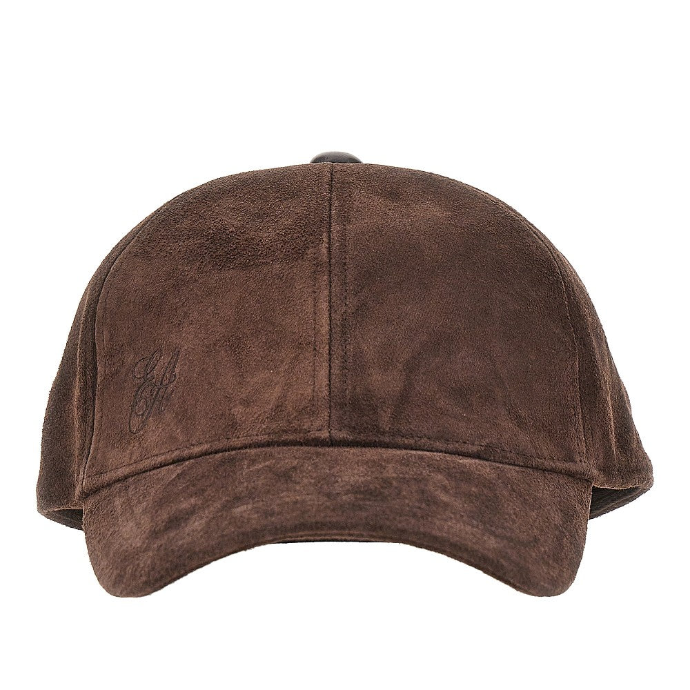 EMPORIO ARMANI Suede leather baseball cap with EA logo