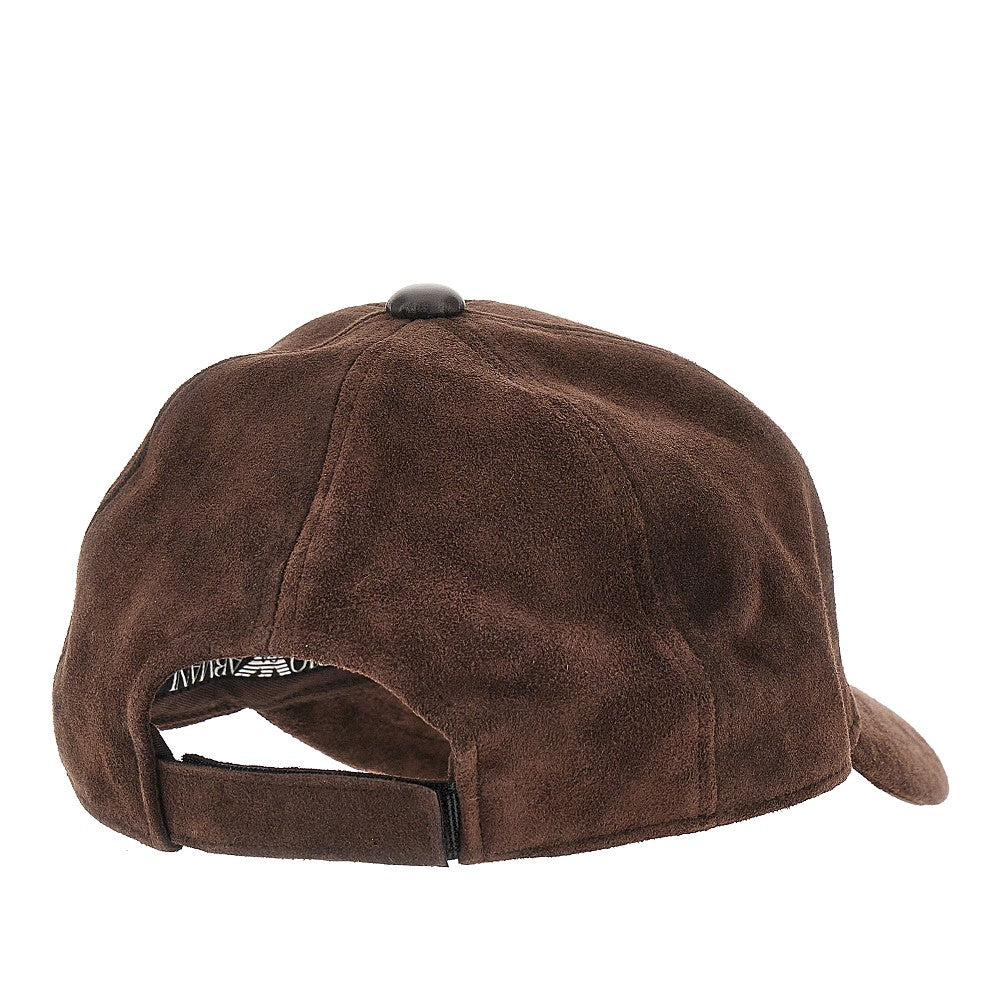 EMPORIO ARMANI Suede leather baseball cap with EA logo