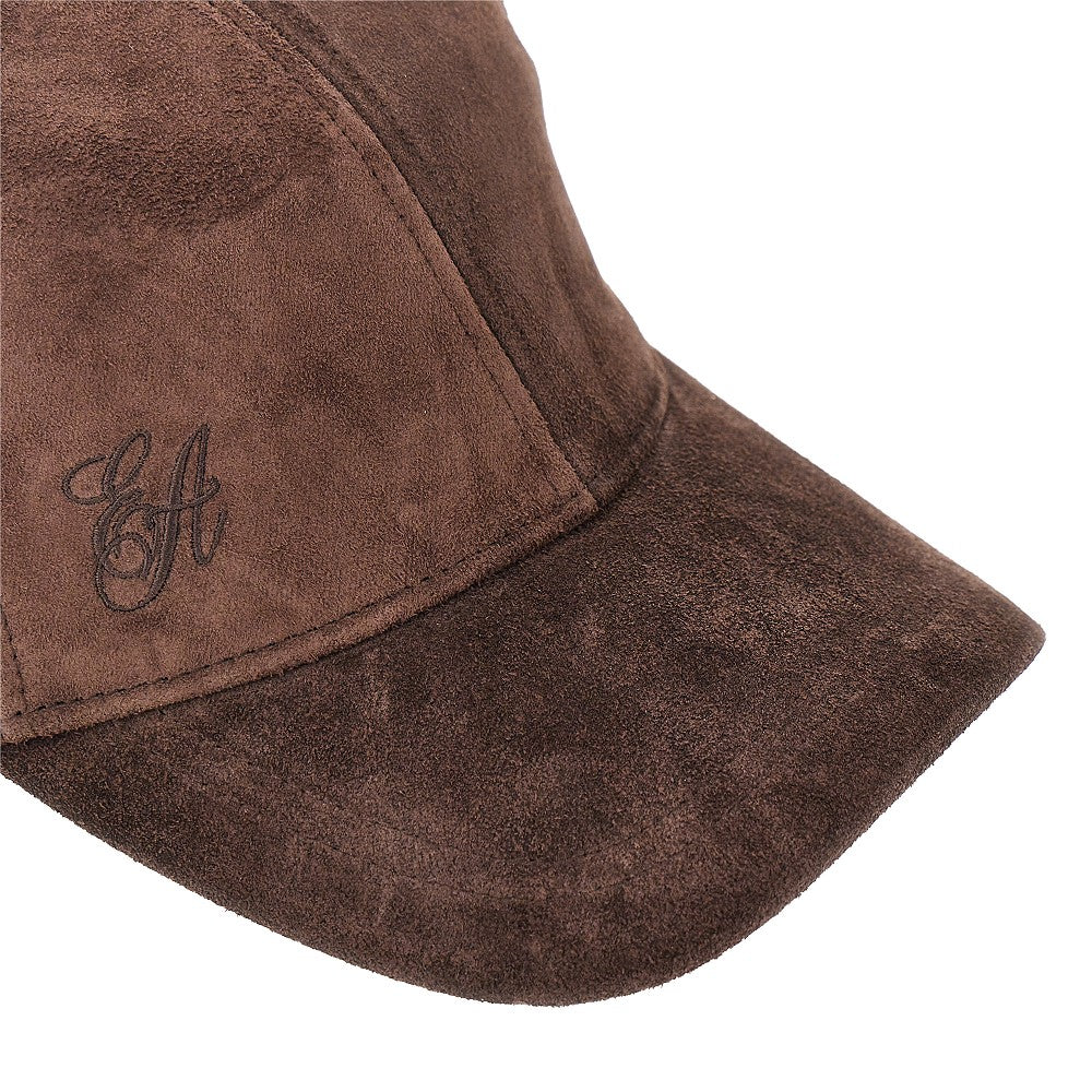 EMPORIO ARMANI Suede leather baseball cap with EA logo