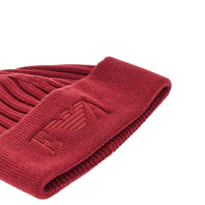 EMPORIO ARMANI Knitted beanie hat with logo embroidery