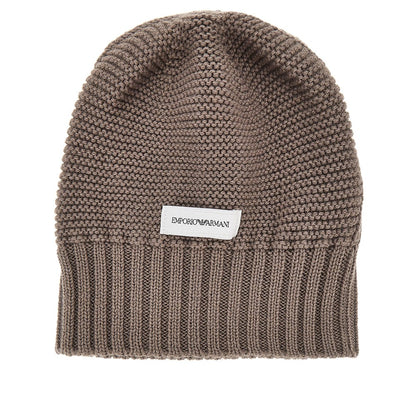 EMPORIO ARMANI Knitted beanie hat with logo label
