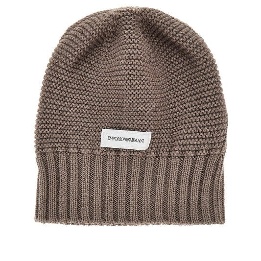 EMPORIO ARMANI Knitted beanie hat with logo label