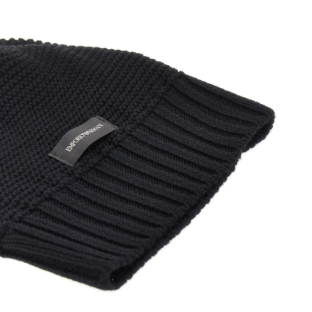EMPORIO ARMANI Knitted beanie hat with logo label