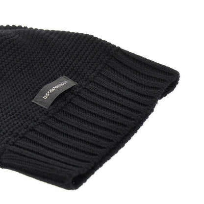 EMPORIO ARMANI Knitted beanie hat with logo label
