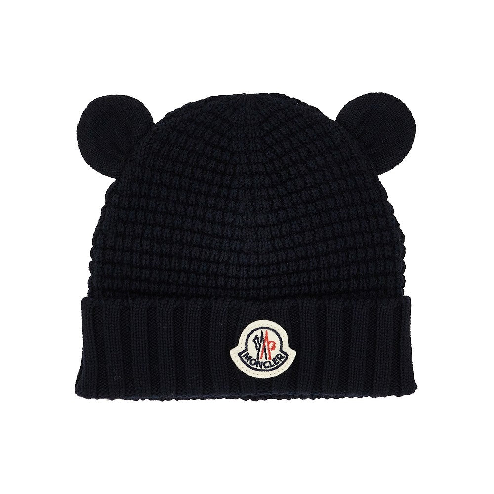 MONCLER Teddy Bear ears wool beanie hat