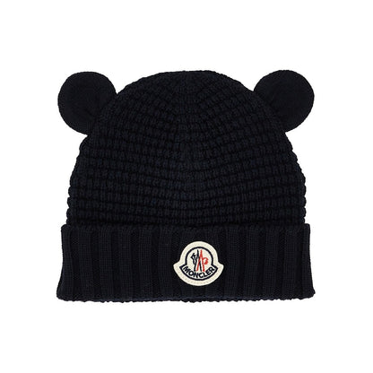 MONCLER Teddy Bear ears wool beanie hat