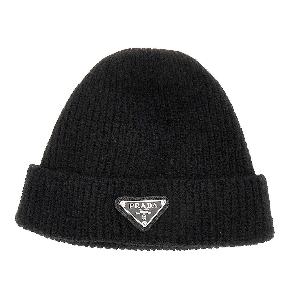 PRADA Cashmere-blend beanie hat with triangle logo