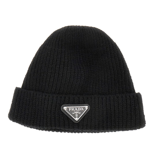 PRADA Cashmere-blend beanie hat with triangle logo