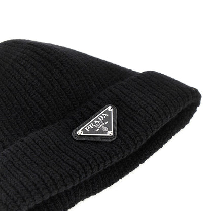 PRADA Cashmere-blend beanie hat with triangle logo
