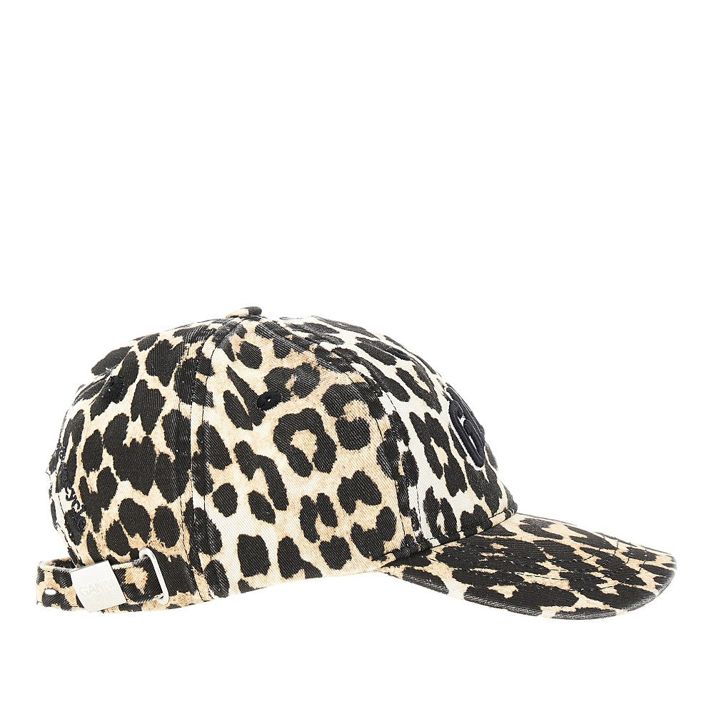 Ganni Leopard-print organic cotton baseball hat