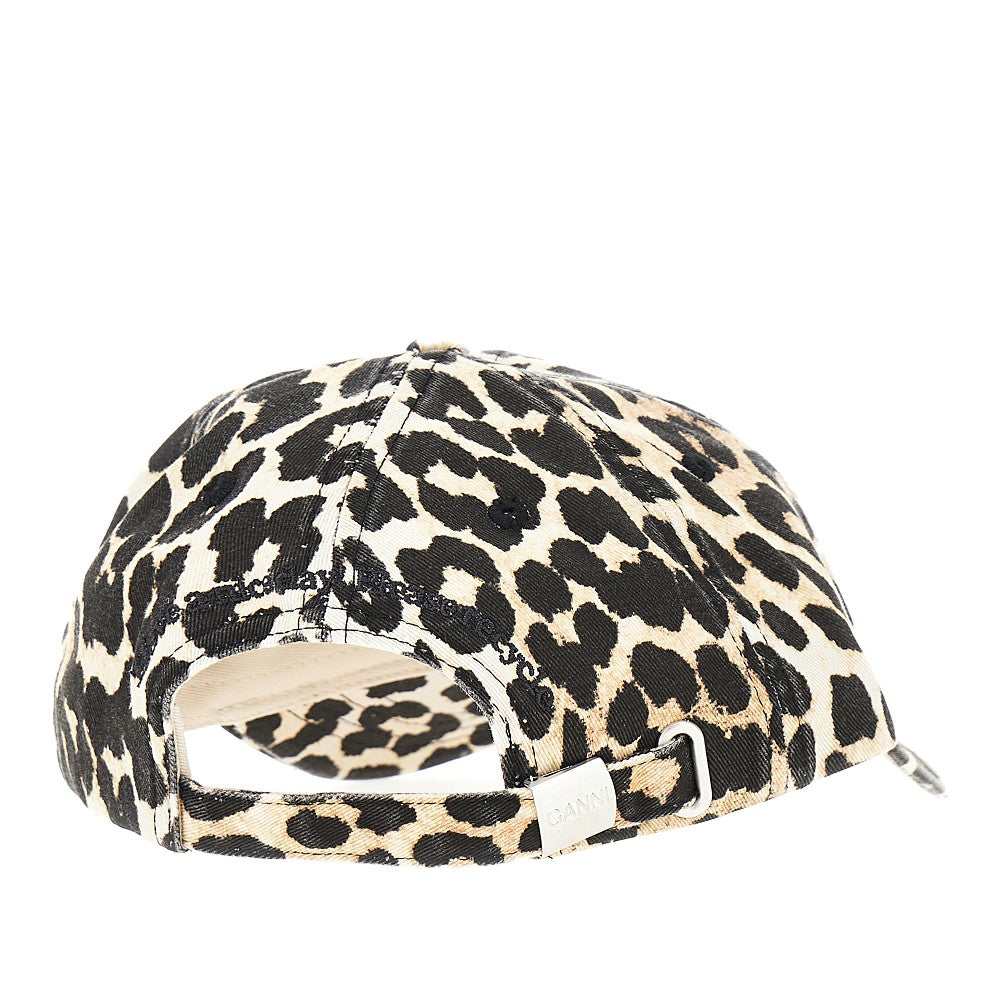 Ganni Leopard-print organic cotton baseball hat