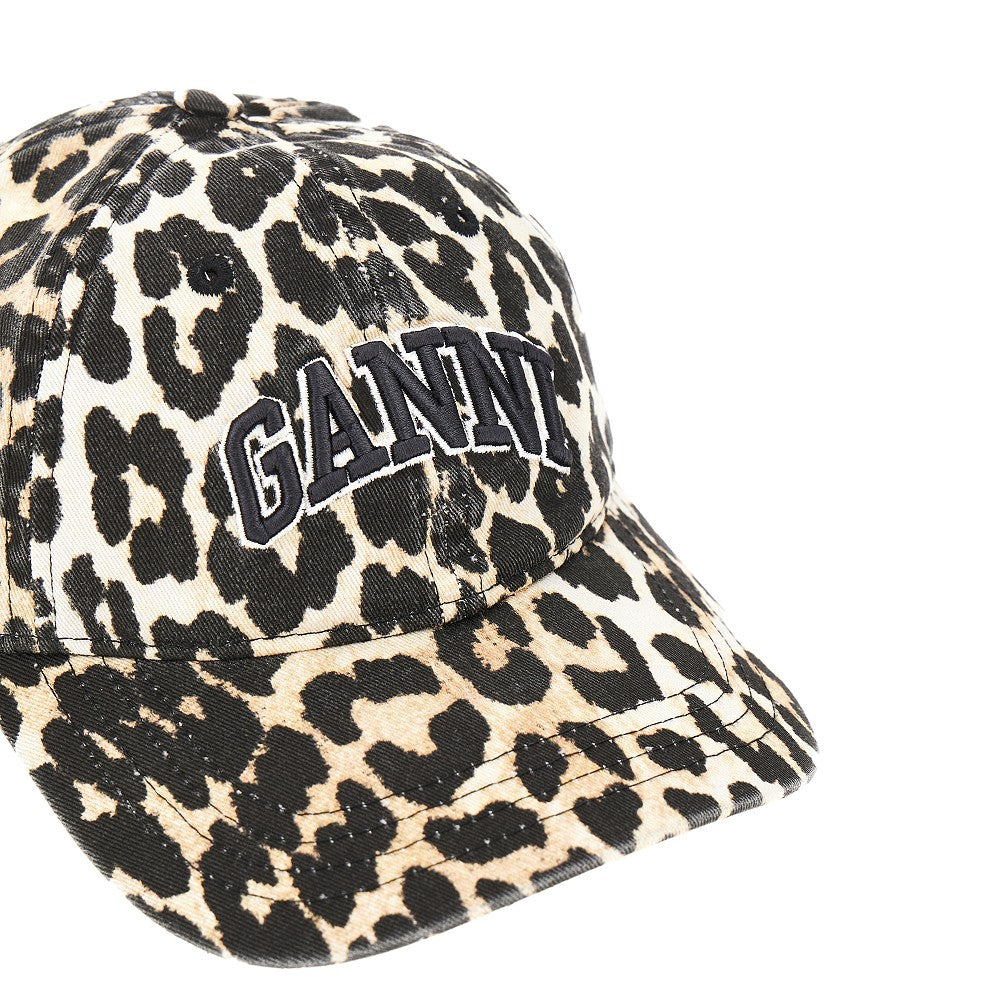 Ganni Leopard-print organic cotton baseball hat